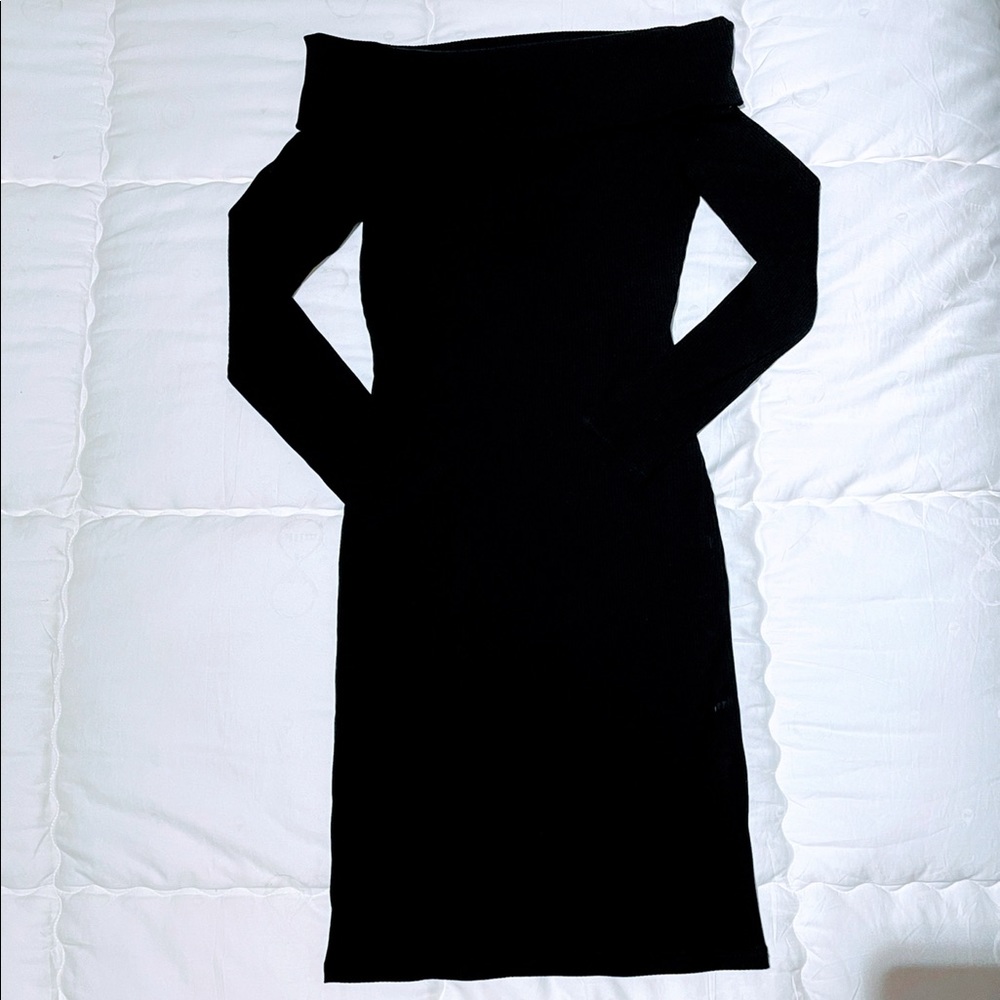 Essue black off the shoulder ribbed dress